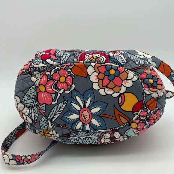Vera Bradley Glenna Tropical Evening Tote Bag Purse Gray Pink Orange Floral - Picture 8 of 12